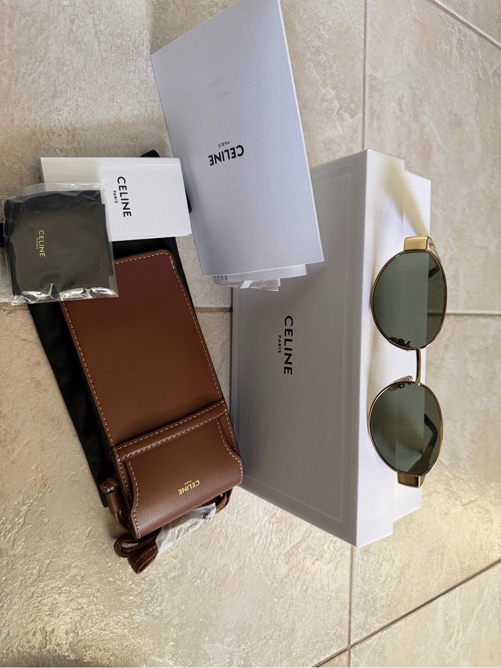 Celine Triomphe gold metal 54mm sunglasses with brown leather carry cases BNWT. - Picture 7 of 7